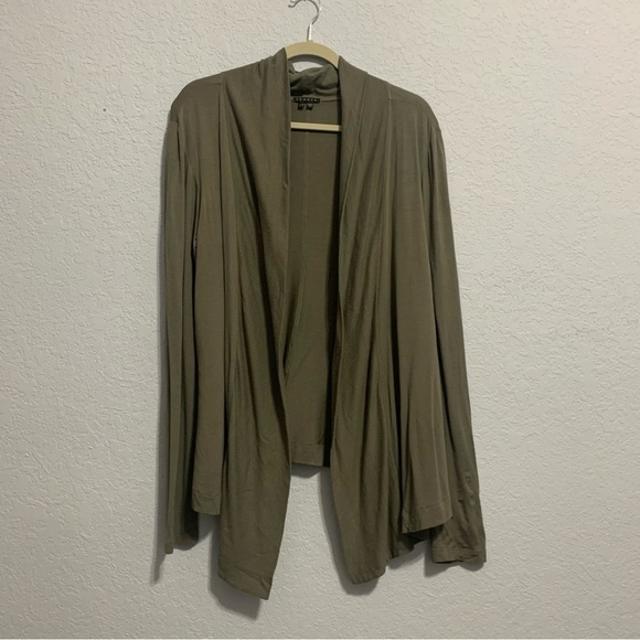 Theory Gray Lightweight Drape Front Long Sleeves Cardigan - Picture 1 of 6
